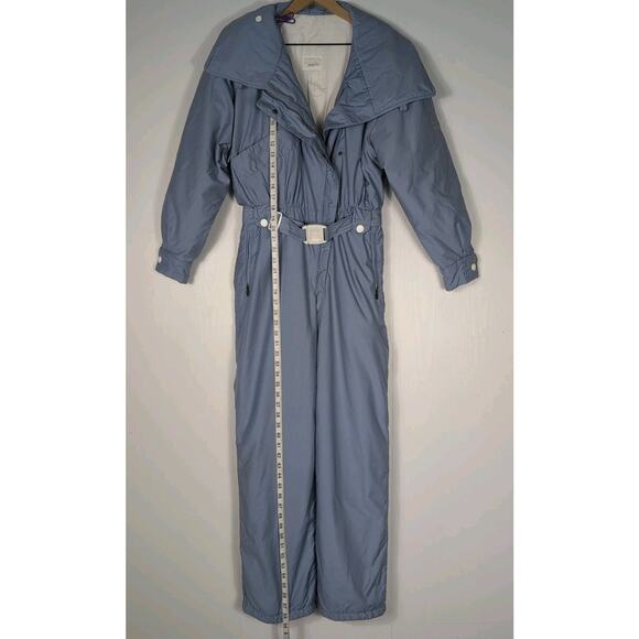 Vintage Bogner Ski Suit Womens 12 Blue One Piece Snowsuit Belted Puffer Retro - Picture 12 of 16